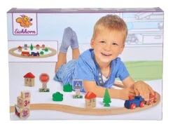 Holz-Eisenbahn Train Circular Eichhorn Lokomotive Mit Wagen Und Zubehör 20 Teile 135 Cm Schienenlänge -Eichhorn 100001260 e eichhorn vlacik