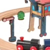 Holz-Eisenbahn Train Oval Eichhorn Mit Lokomotive Mit Kran Und Zubehör 18-teilig 205 Cm Schienenlänge
