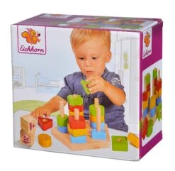 Puzzleturm Aus Holz Stacking Toy Eichhorn Mit 5 Verschiedenen Farbformen 21 Teile Ab 12 Monaten -Eichhorn 100002087 d eichhorn skladacka