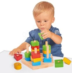 Puzzleturm Aus Holz Stacking Toy Eichhorn Mit 5 Verschiedenen Farbformen 21 Teile Ab 12 Monaten