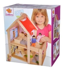 Holzhaus Für Puppen Doll´s House Eichhorn Komplett Ausgestattet Mit Möbeln Und 2 Figuren Höhe 41 Cm -Eichhorn 100002501 d eichhorn domcek