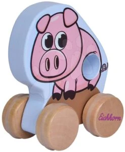 Holztier Auf Rädern Push Along Animals Eichhorn Schweinchen, Schaf, Pferd - Höhe 10 Cm Ab 12 Monaten