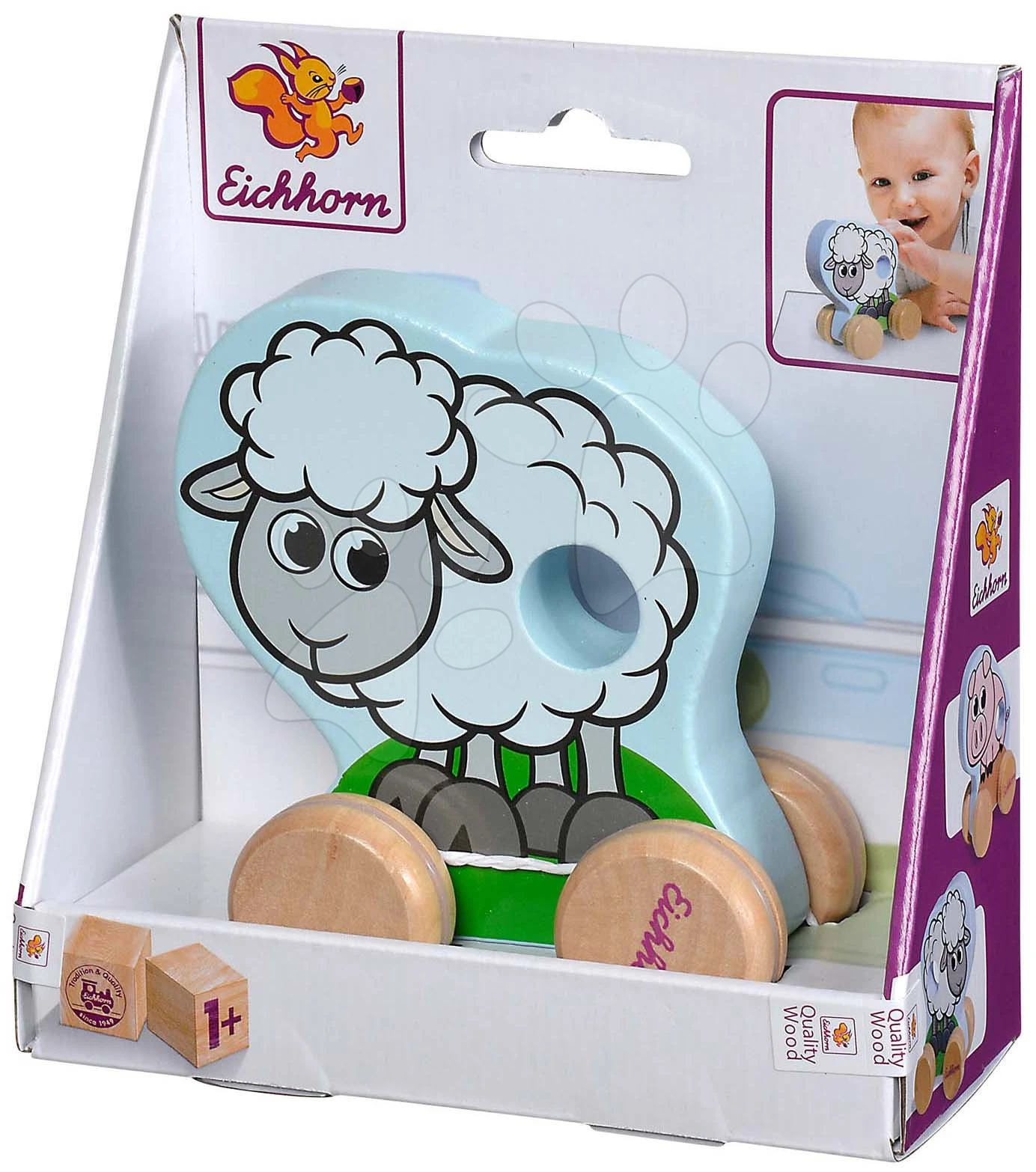 Holztier Auf Rädern Push Along Animals Eichhorn Schweinchen, Schaf, Pferd - Höhe 10 Cm Ab 12 Monaten 6 Holztier Auf Rädern Push Along Animals Eichhorn Schweinchen, Schaf, Pferd - Höhe 10 Cm Ab 12 Monaten – Bild 6