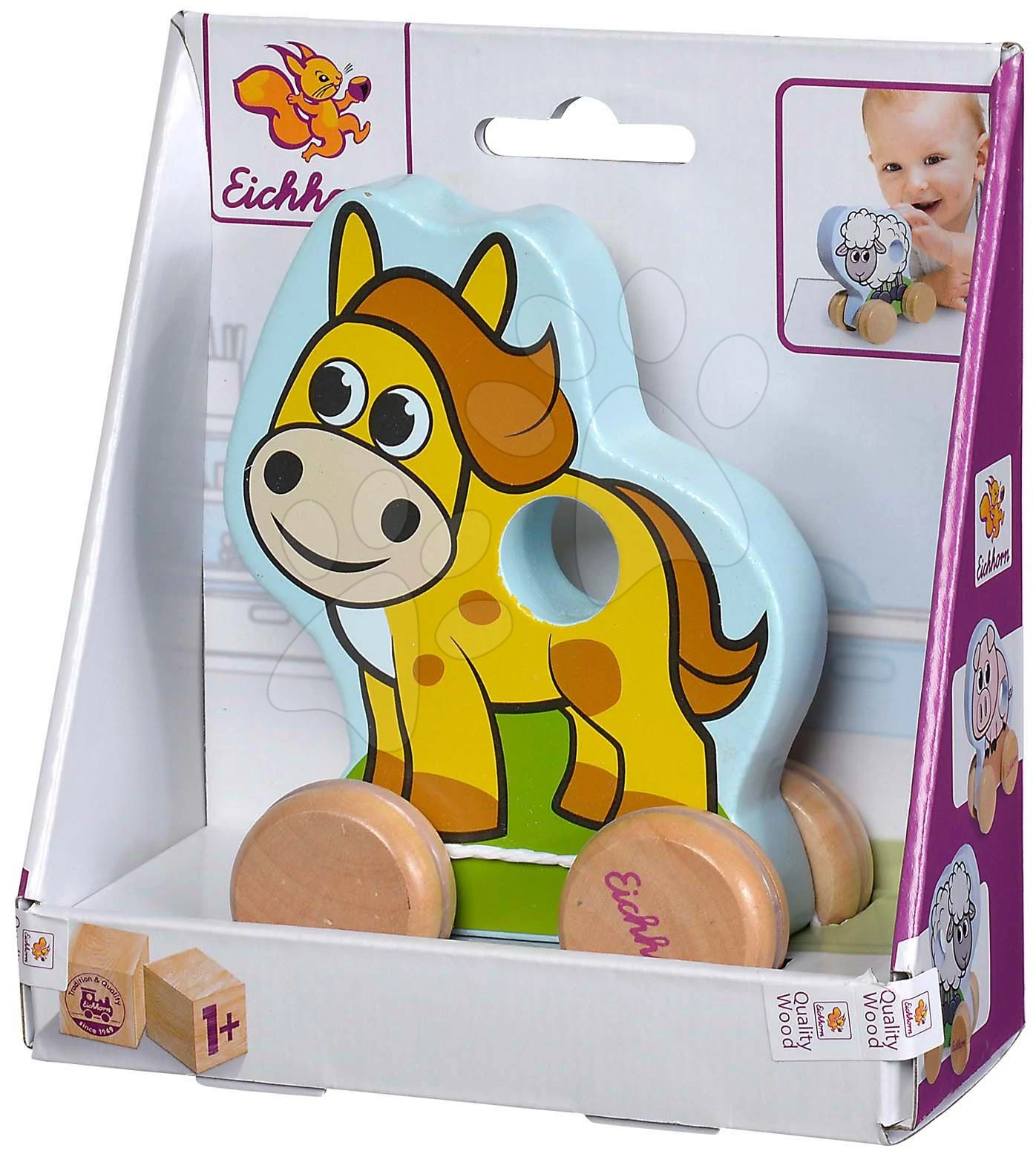 Holztier Auf Rädern Push Along Animals Eichhorn Schweinchen, Schaf, Pferd - Höhe 10 Cm Ab 12 Monaten 7 Holztier Auf Rädern Push Along Animals Eichhorn Schweinchen, Schaf, Pferd - Höhe 10 Cm Ab 12 Monaten – Bild 7