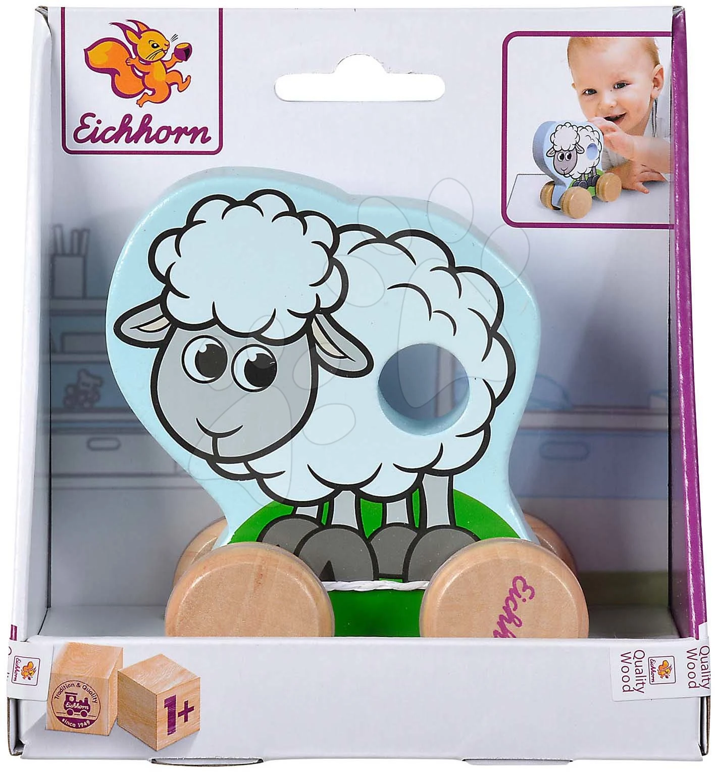 Holztier Auf Rädern Push Along Animals Eichhorn Schweinchen, Schaf, Pferd - Höhe 10 Cm Ab 12 Monaten 8 Holztier Auf Rädern Push Along Animals Eichhorn Schweinchen, Schaf, Pferd - Höhe 10 Cm Ab 12 Monaten – Bild 8