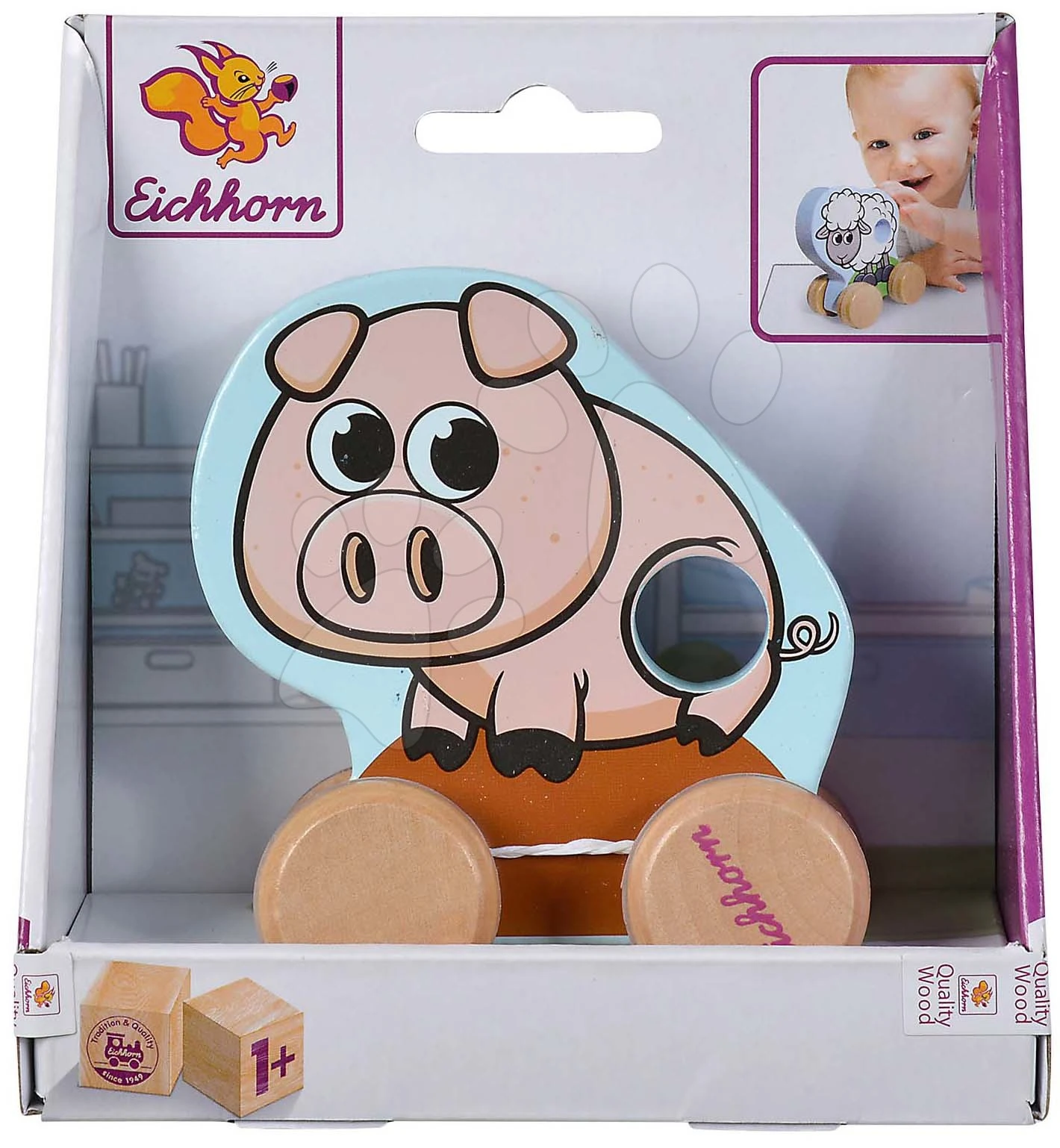 Holztier Auf Rädern Push Along Animals Eichhorn Schweinchen, Schaf, Pferd - Höhe 10 Cm Ab 12 Monaten 9 Holztier Auf Rädern Push Along Animals Eichhorn Schweinchen, Schaf, Pferd - Höhe 10 Cm Ab 12 Monaten – Bild 9