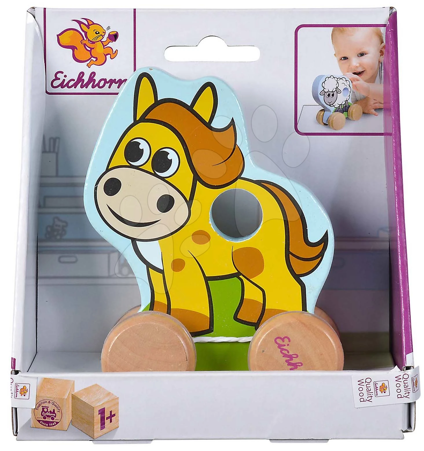 Holztier Auf Rädern Push Along Animals Eichhorn Schweinchen, Schaf, Pferd - Höhe 10 Cm Ab 12 Monaten 10 Holztier Auf Rädern Push Along Animals Eichhorn Schweinchen, Schaf, Pferd - Höhe 10 Cm Ab 12 Monaten – Bild 10