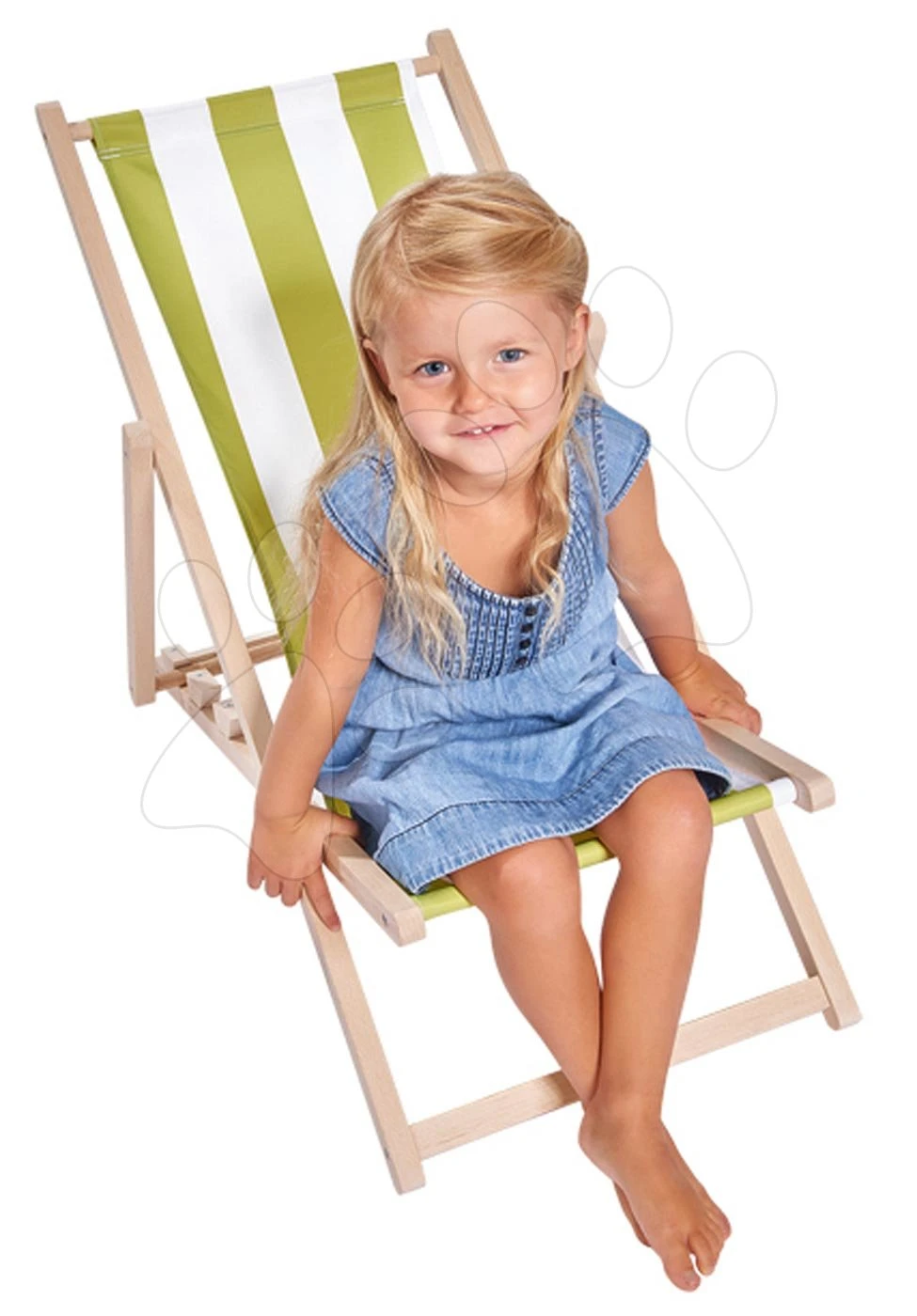 Holzliege Für Kinder Outdoor Kids Sunchair Eichhorn Mit Streifenmuster-Bezug Mit UV-Filter Tragkraft 40 Kg 2 Holzliege Für Kinder Outdoor Kids Sunchair Eichhorn Mit Streifenmuster-Bezug Mit UV-Filter Tragkraft 40 Kg – Bild 2