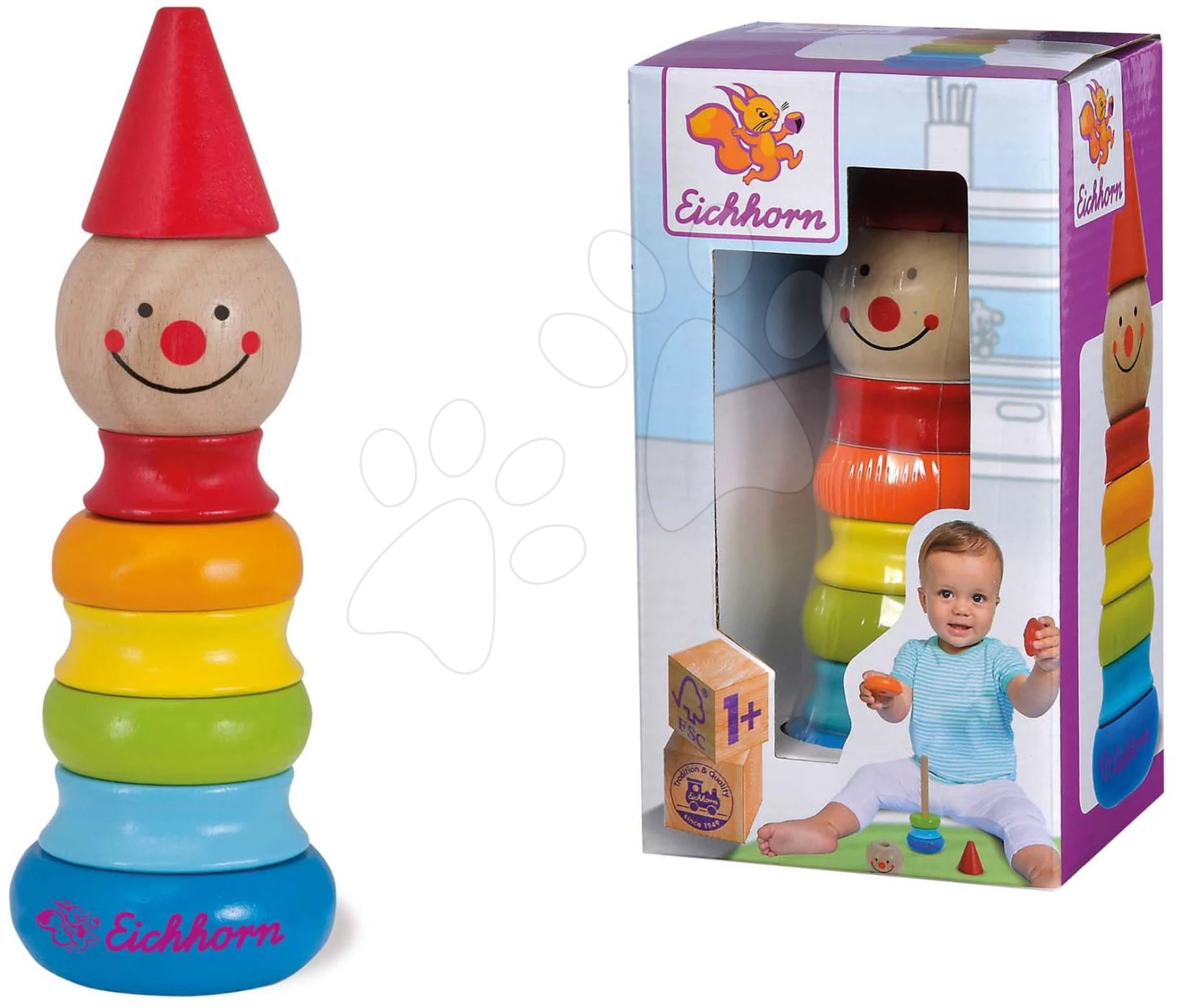 Holzturm Faltbar Clown Stacking Clown Eichhorn 8 Farbige Teile Höhe Ab 12 Monaten 3 Holzturm Faltbar Clown Stacking Clown Eichhorn 8 Farbige Teile Höhe Ab 12 Monaten – Bild 3