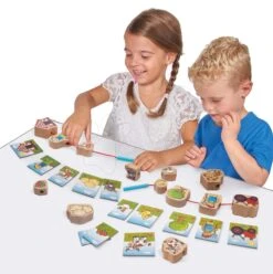 Puzzlespiel Farm Aus Holz Threading Game Eichhorn 13 Würfel Aus Holz Und 13 Muster Ab 24 Monaten