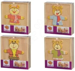 Holzpuzzle Bär Bear Puzzle Eichhorn 20 Teile Mit Auswechselbarer Kleidung Ab 24 Monaten
