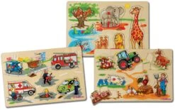 Holzpuzzle Generic Puzzle DP Eichhorn 9 Teile Safari-Farmfahrzeuge Ab 24 Monaten