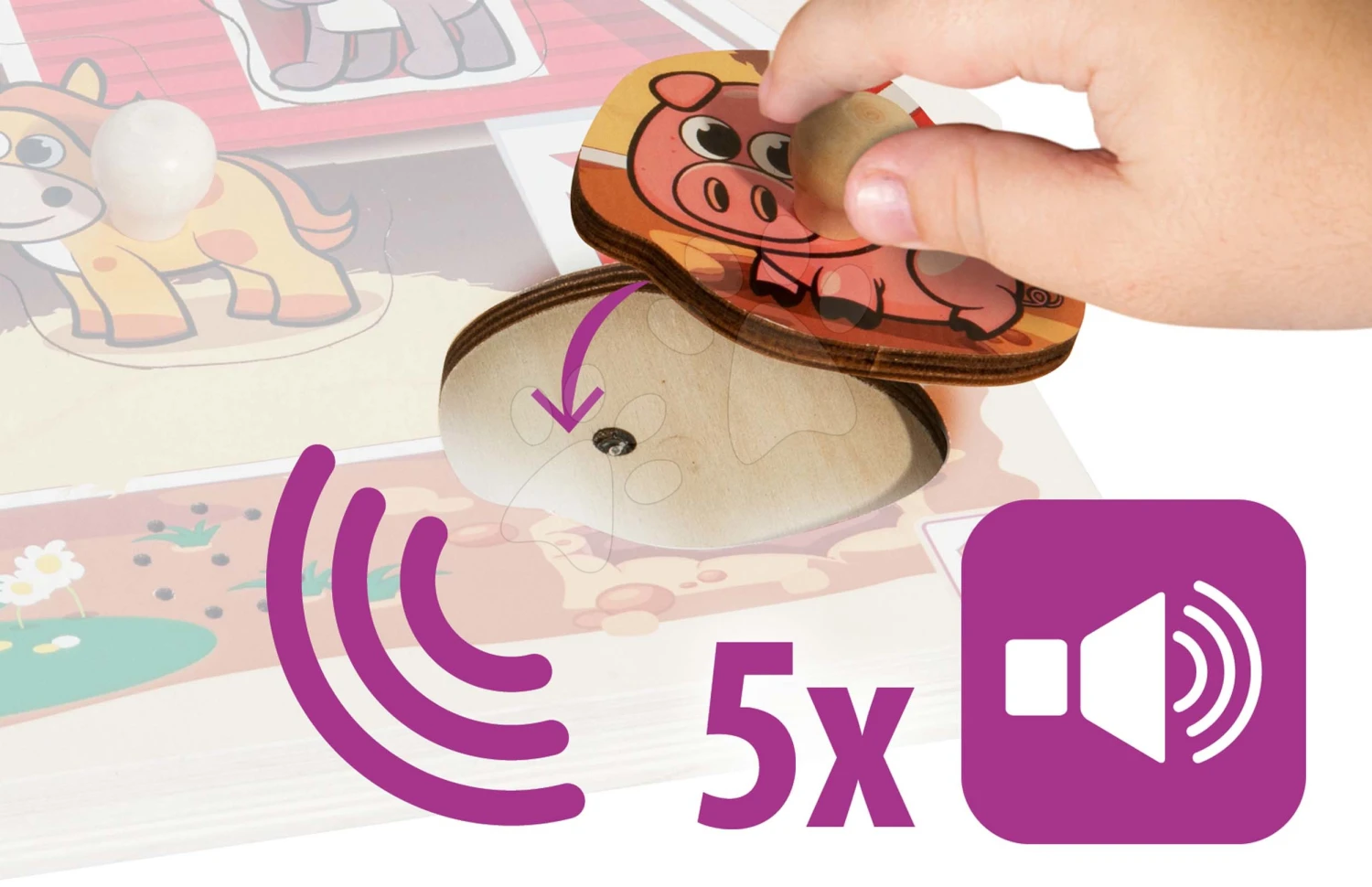 Holzpuzzle Bauernhof Puzzle Mit Sound Eichhorn 5 Tiere Mit Sound Ab 24 Monaten 3 Holzpuzzle Bauernhof Puzzle Mit Sound Eichhorn 5 Tiere Mit Sound Ab 24 Monaten – Bild 3