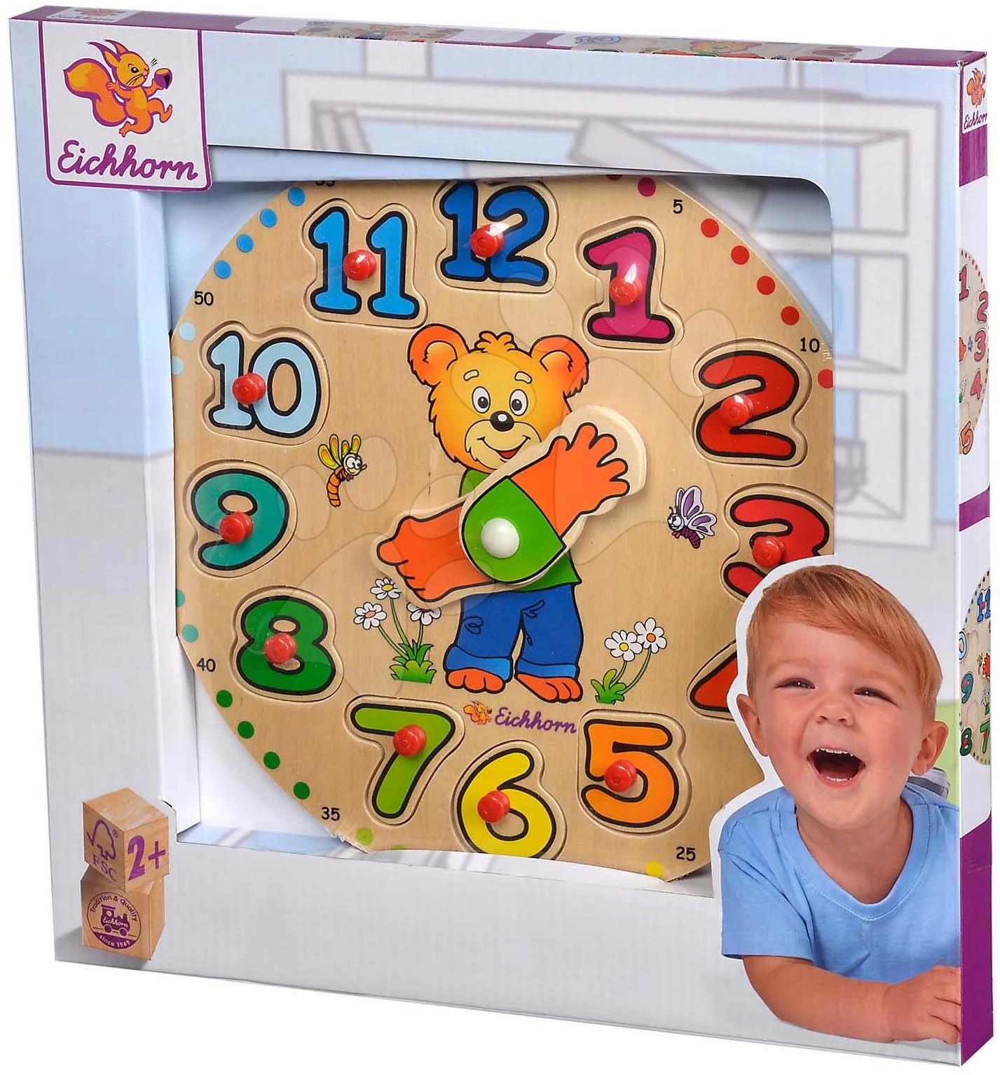 Didaktische Puzzleuhr Aus Holz Teaching Clock Eichhorn 12 Einsteckzahlen Ab 24 Monaten 4 Didaktische Puzzleuhr Aus Holz Teaching Clock Eichhorn 12 Einsteckzahlen Ab 24 Monaten – Bild 4