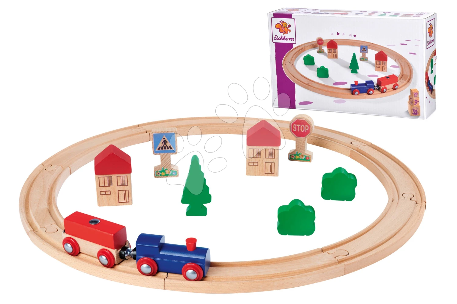 Bahngleis Aus Holz Circular Train Eichhorn Lokomotive Mit Wagen Und Zubehör 20 Teile 135 Cm Schienenlänge 3 Bahngleis Aus Holz Circular Train Eichhorn Lokomotive Mit Wagen Und Zubehör 20 Teile 135 Cm Schienenlänge – Bild 3