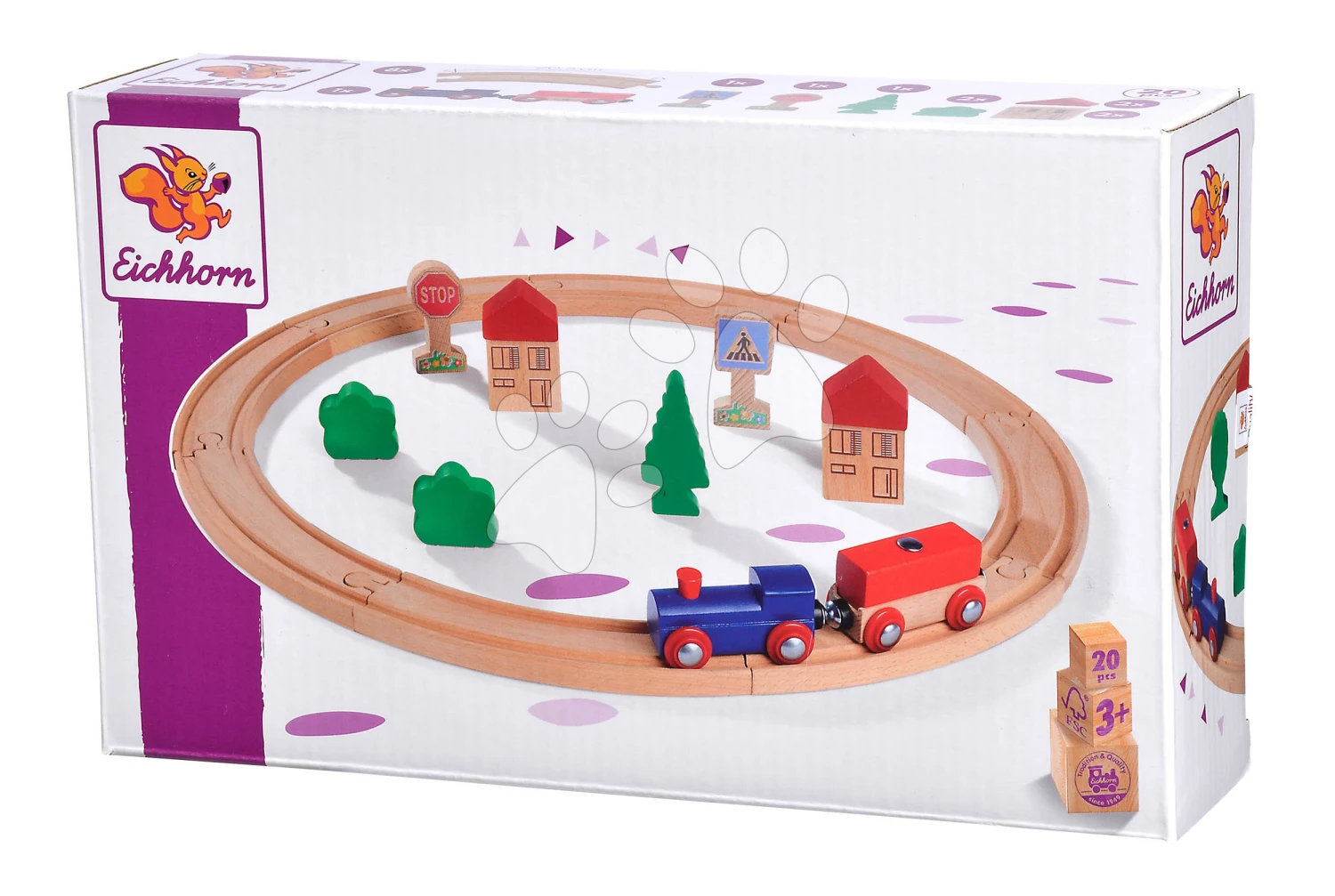 Bahngleis Aus Holz Circular Train Eichhorn Lokomotive Mit Wagen Und Zubehör 20 Teile 135 Cm Schienenlänge 4 Bahngleis Aus Holz Circular Train Eichhorn Lokomotive Mit Wagen Und Zubehör 20 Teile 135 Cm Schienenlänge – Bild 4