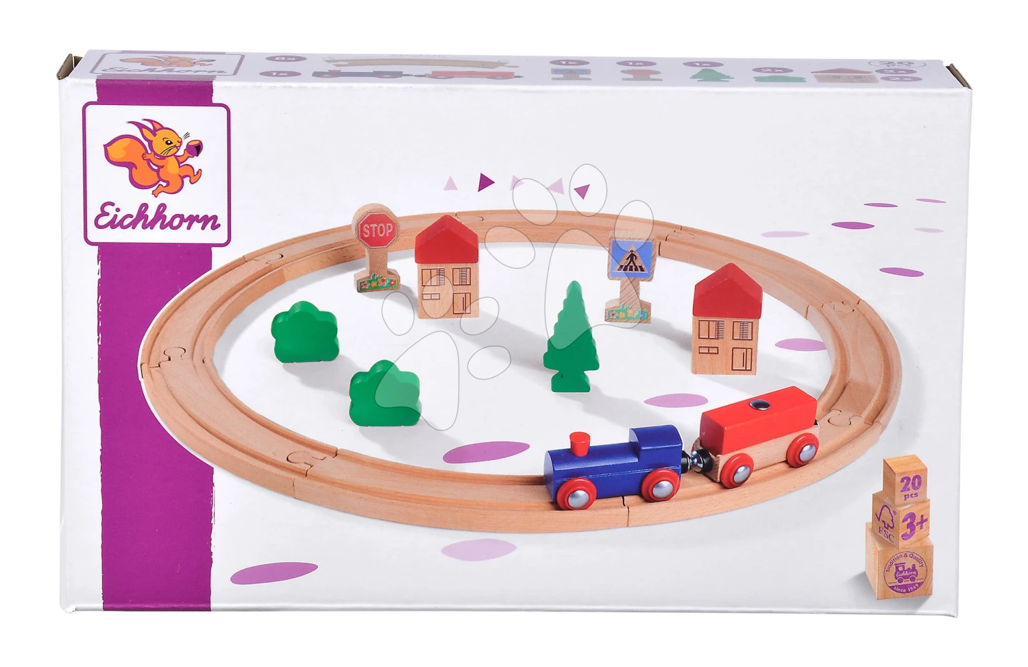 Bahngleis Aus Holz Circular Train Eichhorn Lokomotive Mit Wagen Und Zubehör 20 Teile 135 Cm Schienenlänge 5 Bahngleis Aus Holz Circular Train Eichhorn Lokomotive Mit Wagen Und Zubehör 20 Teile 135 Cm Schienenlänge – Bild 5