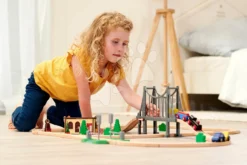 Bahngleis Aus Holz Train Set With Bridge Eichhorn Mit Lokomotive, Waggons, Brücke Und Zubehör, 55 Teile, 500 Cm Schienenlänge -Eichhorn 100006204 k eichhorn trat