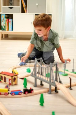 Bahngleis Aus Holz Train Set With Bridge Eichhorn Mit Lokomotive, Waggons, Brücke Und Zubehör, 55 Teile, 500 Cm Schienenlänge -Eichhorn 100006204 o eichhorn trat