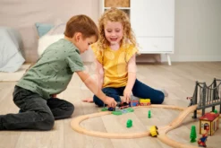 Bahngleis Aus Holz Train Set With Bridge Eichhorn Mit Lokomotive, Waggons, Brücke Und Zubehör, 55 Teile, 500 Cm Schienenlänge -Eichhorn 100006204 p eichhorn trat