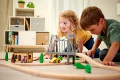 Bahngleis Aus Holz Train Set With Bridge Eichhorn Mit Lokomotive, Waggons, Brücke Und Zubehör, 55 Teile, 500 Cm Schienenlänge -Eichhorn 100006204 q eichhorn trat