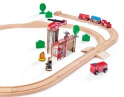 Holzgleis Mit Feuerwache Train Set Firestation Eichhorn Mit Zug 33 Teile 235 Cm Schienenlänge