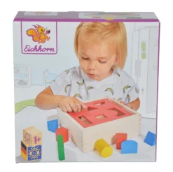 Holzeinlage Formbox Posting Box Eichhorn Mit 10 Würfeln In Verschiedenen Formen Und Farben 12 Teile Ab 12 Monaten -Eichhorn 100011702 d eichhorn vkladacka