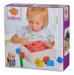 Holzeinlage Formbox Posting Box Eichhorn Mit 10 Würfeln In Verschiedenen Formen Und Farben 12 Teile Ab 12 Monaten -Eichhorn 100011702 e eichhorn vkladacka