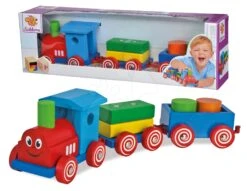 Holzeisenbahn Mit Würfeln Coloured Train Eichhorn Lokomotive Mit 2 Waggons 7 Teile Ab 12 Monaten
