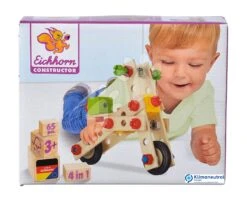 Motorradbausatz Aus Holz Constructor Sccoter Eichhorn 4 Modelle (Motorrad, Flugzeug, Helikopter, Libelle) 65 Teile Ab 3 Jahren EH39018 -Eichhorn 100039018 g eichhorn stavebnica
