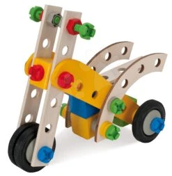 Holzbausatz Kran Constructor Mobile Crane Eichhorn Vier Modelle (Kran, Flugzeug, Helikopter, Fahrrad) 70 Teile -Eichhorn 100039022 g eichhorn stavebnica