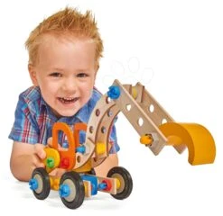 Holzbausatz Bagger Constructor Excavator Eichhorn Drei Modelle (Bagger, Traktor Mit Bagger, Lader) 90 Teile Ab 4 Jahren