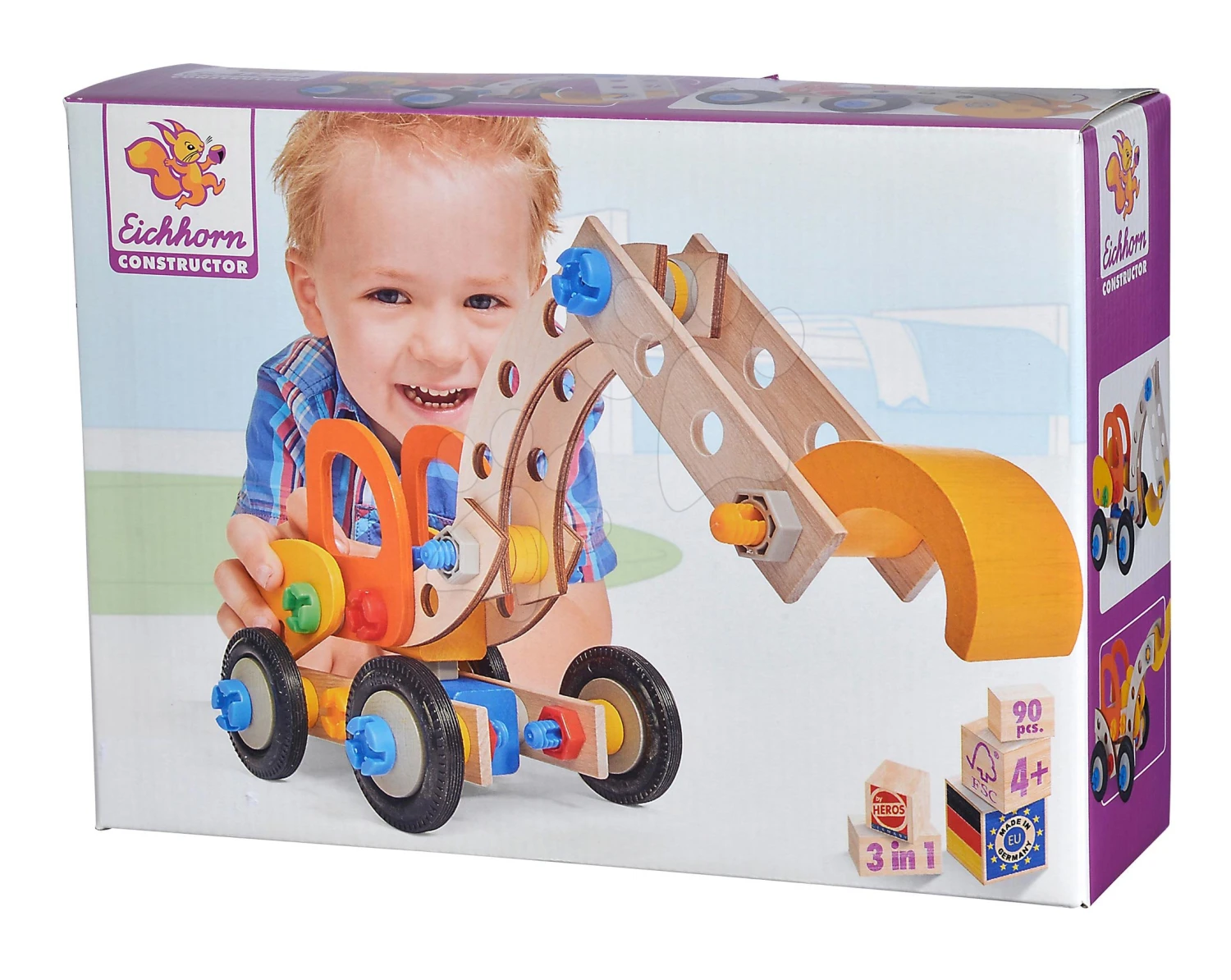 Holzbausatz Bagger Constructor Excavator Eichhorn Drei Modelle (Bagger, Traktor Mit Bagger, Lader) 90 Teile Ab 4 Jahren 6 Holzbausatz Bagger Constructor Excavator Eichhorn Drei Modelle (Bagger, Traktor Mit Bagger, Lader) 90 Teile Ab 4 Jahren – Bild 6