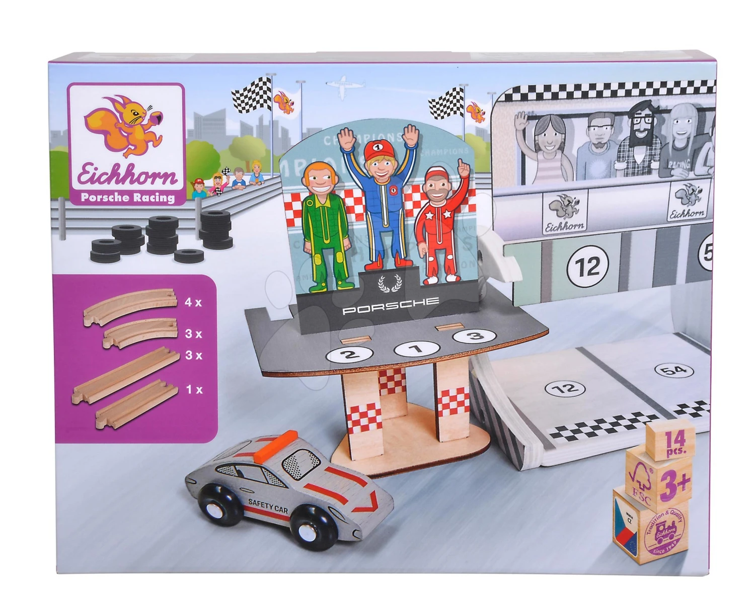 Holzbahn Porsche Racing Extension Set Eichhorn Mit Safety Car 14 Teile 5 Holzbahn Porsche Racing Extension Set Eichhorn Mit Safety Car 14 Teile – Bild 5