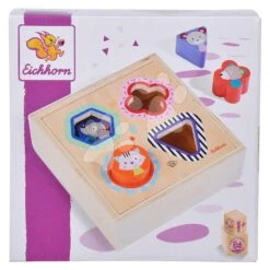 Drevená Vkladačka Shape Sorter Box Friends Eichhorn So 4 Kockami S Motívom Zvieratiek Od 12 Mes EH5465 -Eichhorn 5465 g eichhorn vkladacka