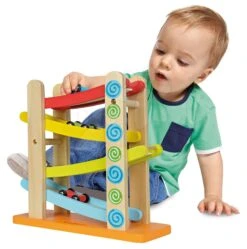 Rennstrecke Aus Holz Color Motor Racing Circuit Eichhorn Mit 3 Autos Ab 12 Monaten
