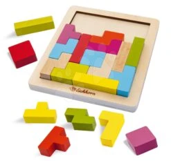 Holzpuzzle Formenspiel Shape Game Eichhorn 20 Farbige Würfel In Verschiedenen Formen Ab 4 Jahren