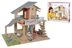 Spielhaus Für Puppen Aus Holz Doll´s House With Furnitures Eichhorn Stöckig, Mit 4 Zimmern 3 Figuren Und Möbel Höhe 44 Cm -Eichhorn eh2505 a eichhorn domcek