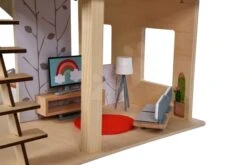 Spielhaus Für Puppen Aus Holz Doll´s House With Furnitures Eichhorn Stöckig, Mit 4 Zimmern 3 Figuren Und Möbel Höhe 44 Cm -Eichhorn eh2505 g eichhorn domcek