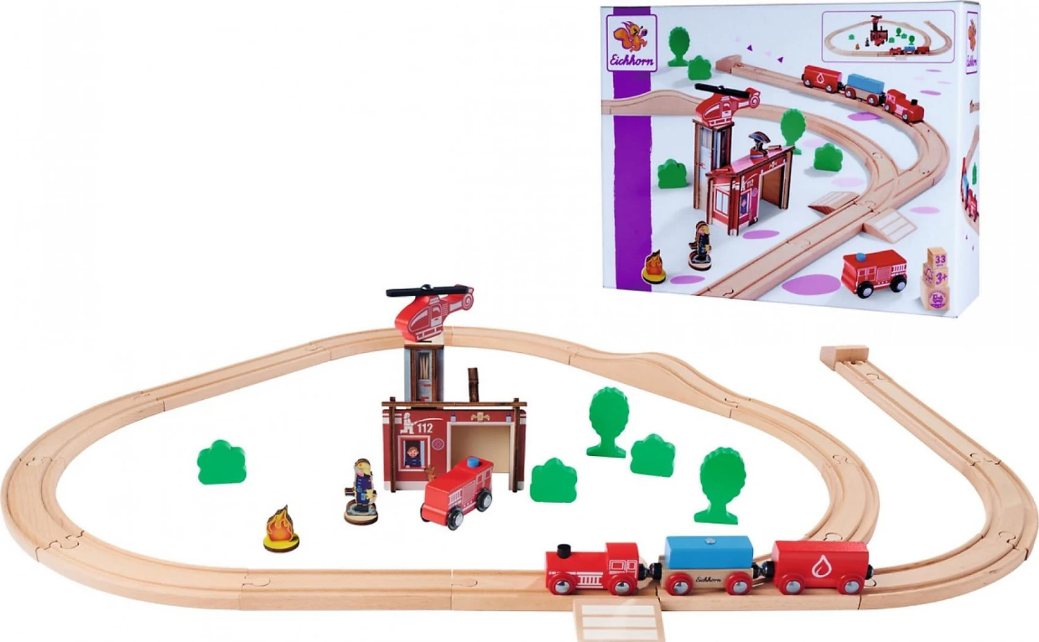 Eichhorn EH Bahn - Bahnset Feuerwehr, 33-tlg. 1 Eichhorn EH Bahn - Bahnset Feuerwehr, 33-tlg.