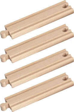 Eichhorn Kurze Gerade Holz-Schienen, 4 Tlg.